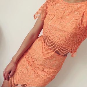 For Love & Lemons Guava Lace Crop Top